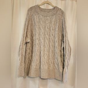 Aerie Soft Gray Cable Knit Sweater